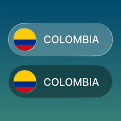 colombia Flag button with liquid glass style design
