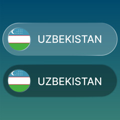 uzbekistan Flag button with liquid glass style design