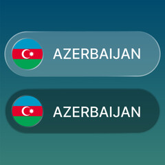 aerbaijan Flag button with liquid glass style design