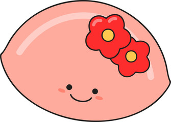 illustration of a strawberry songpyeon