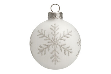 White christmas ornament decorating with silver snowflake pattern