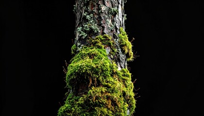 Close-up of a tree trunk covered in moss (1)