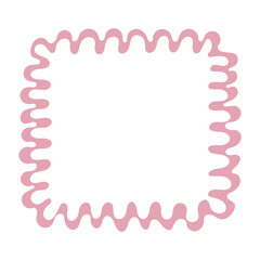 A single hand-drawn square frame with scalloped wavy edges. Bold orange decorative border in doodle style. Ideal for scrapbooking, invitations, greeting cards, photo albums, and creative designs.