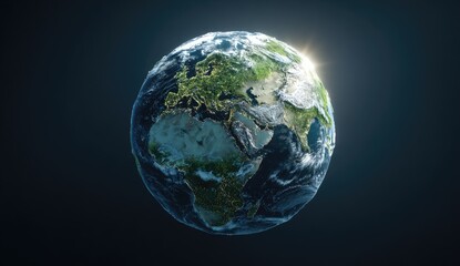 Fototapeta premium Detailed Earth globe, light source behind