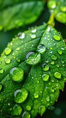 Close-up of a dewy green leaf (1)