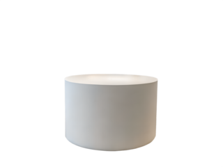 Minimalist white cylinder podium isolated on transparent background for product presentation and advertisement