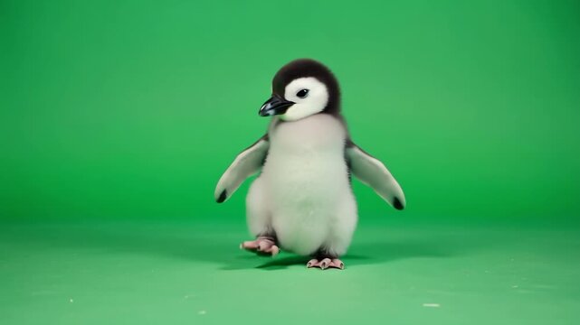 Pinguin auf Chroma Key Greenscreen &ndash; freigestellter Vogel f&uuml;r Compositing und Animation	