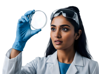 Scientist Inspecting Bacteria Culture in Petri Dish Medical Research Biotechnology Pathology Virology Biology Scientific Study Experiment