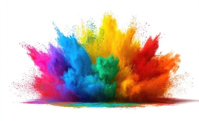 Fototapeta premium Colorful powder explosion on white background