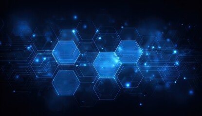 Abstract digital hexagons on dark background