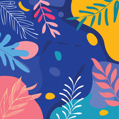 abstract vector pattern with tropical leaves and bold geometric shapes in vibrant colors. Modern botanical design perfect for textiles, wallpapers, and summer decor.

