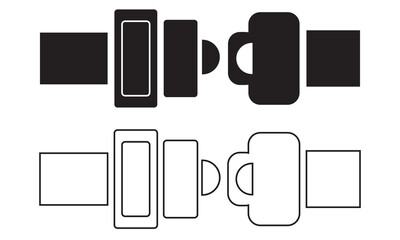 Seat belt icon . Safety belt for car,  worker, airplane passenger, pilot.  isolated on white background. Vector illustration. EPS 10