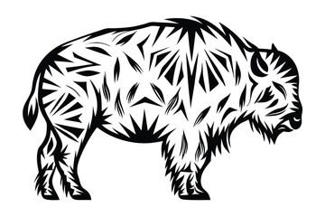 Geometric rhinoceros silhouette shows a modern design using triangles and strong lines