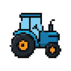 Fototapeta premium Pixel Art Farm Tractor Vehicle Icon