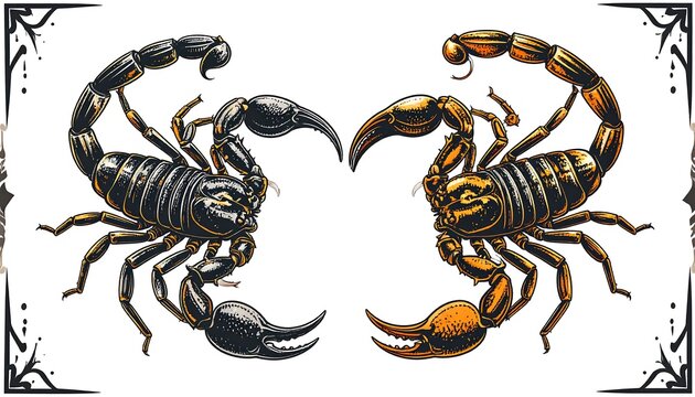 Two scorpions facing each other