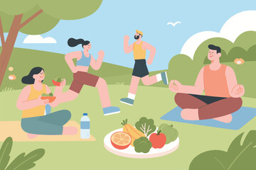 Vector illustration of healthy lifestyle concept