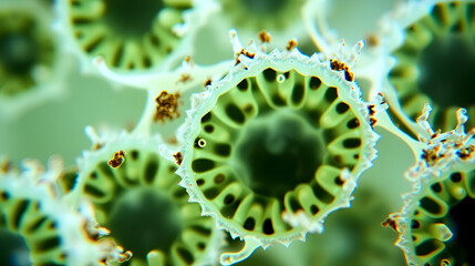 Microscopic view of plant cells, focusing on food and nutrition science.