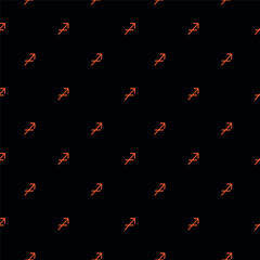 The zodiac sign Sagittarius is orange on a dark background. Vector template for postcards, fabrics, textiles, wallpaper, paper, packaging.