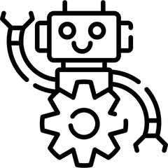 Robotic Process Automation Icon with Smiling Robot and Gear