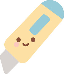 A charming and cute cartoon utility knife character with a friendly smiling face, perfect for creative and craft-themed designs