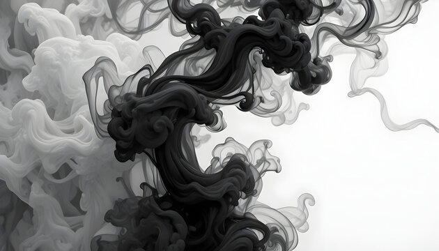 Abstract Black Ink Flowing in Water – Artistic Background Concept