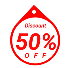 Discount 50 percent red white