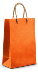 Orange paper shopping bag with light brown rope handles