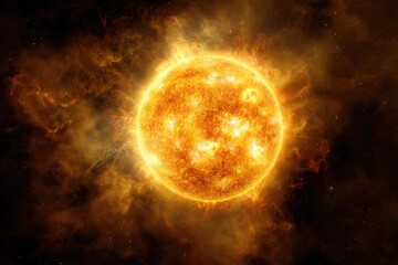 Obraz premium Glowing sun, fiery celestial body