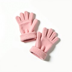 Pair of Cozy Pink Winter Gloves on White