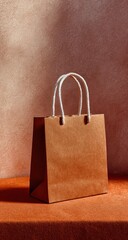 Simple kraft paper shopping bag on a surface