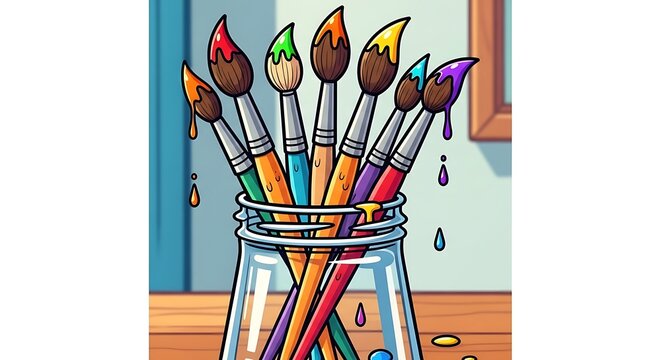 Paintbrushes in a jar. (2)