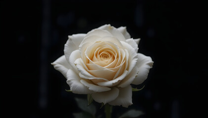 single yellow rose on black