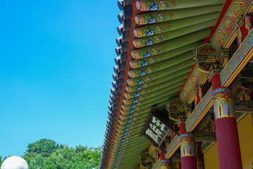 Korean style wall and roof, bukchon hanok villageTraditional Korean style architecture in Seoul South Korea.