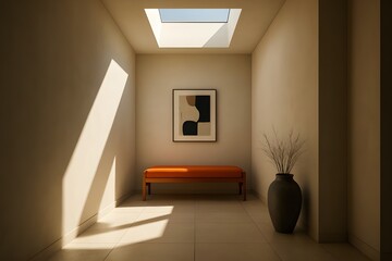 Minimalist Hallway with Natural Sunlight and Architectural Shadows