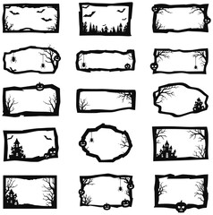 Spooky Halloween Decorative Frames with Bats, Spiders, and Haunted Houses