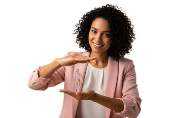 Human Resources Care Concept Crystal Person Figure Held By Happy Businesswoman Protection Security Safety Wellness Insurance Healthcare Body