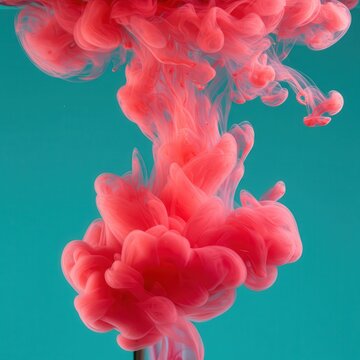 Red ink cloud in turquoise water