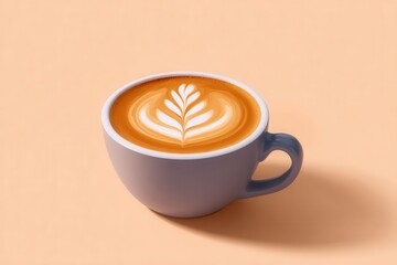 Single Coffee Cup With Latte Art Against Soft Background