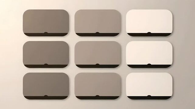 Minimalist geometric background featuring a grid of 3D rounded rectangles with a smooth color gradient from taupe to off-white