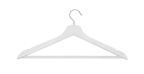 White wooden coat hanger isolated