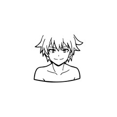 Black and white hot anime character line art illustration, stylish minimal outline drawing in clean style