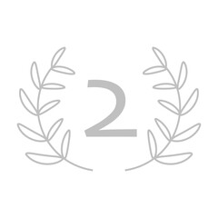 銀・2位　メダル風ローレルリース シンプルデザイン ベクター素材