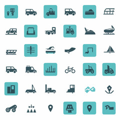 Flat vector outline pack of micromobility