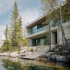 Modern lakeside house