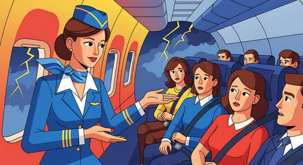 Flight Attendant's Calm Assurance Amidst Turbulence and Passenger Anxiety