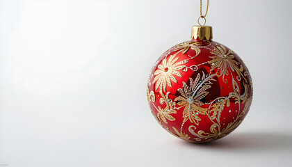 Shiny Red Christmas Ornament with Gold Pattern – Festive Holiday Decoration