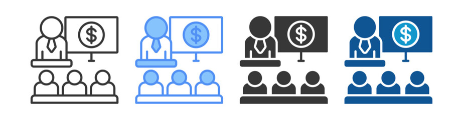 Business Presentation Icon Set Multiple Style Collection