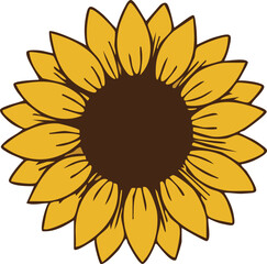 Bright sunflower head with golden petals and dark center