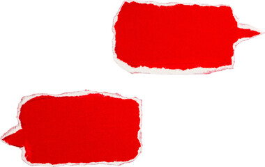 pair of call-out bubbles with red torn paper isolated on white background, conversation, dialogue box concept paper graphics PNG