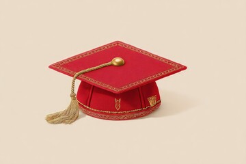 Detailed Red Graduation Cap Illustration